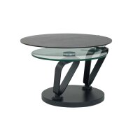 Interliving Couchtisch Serie 6218 - Funktionscouchtisch silbergraue Keramik & schwarzer Stahl - Durchmesser ca. 75 cm