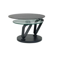 Interliving Couchtisch Serie 6218 - Funktionscouchtisch silbergraue Keramik & schwarzer Stahl - Durchmesser ca. 75 cm