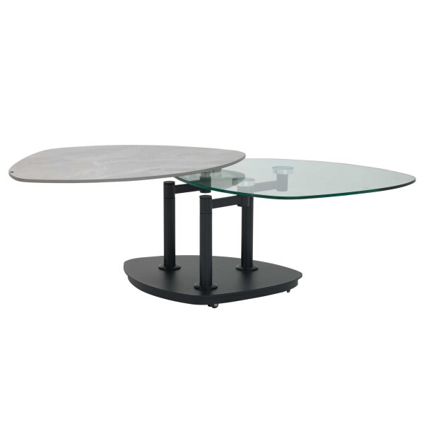 Interliving Couchtisch Serie 6219 - Funktions-Couchtisch Marmoroptik Emperador & schwarzer Stahl - ca. 88 x 75 cm