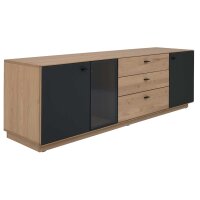 Interliving Wohnzimmer Serie 2025 - Lowboard Wildeiche, Anthrazit & Kork - Breite ca. 195 cm