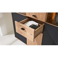 Interliving Wohnzimmer Serie 2025 - Highboard Wildeiche, Anthrazit & Kork - vier Türen, eine Schublade, Breite ca. 116 cm