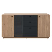 Interliving Wohnzimmer Serie 2025 - Sideboard Wildeiche, Anthrazit & Kork - vier Türen, zwei Schubladen, Breite ca. 175 cm