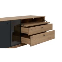 Interliving Wohnzimmer Serie 2025 - Lowboard Wildeiche, Anthrazit & Kork - Breite ca. 175 cm