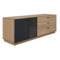 Interliving Wohnzimmer Serie 2025 - Lowboard Wildeiche, Anthrazit & Kork - Breite ca. 175 cm