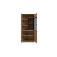 Interliving Wohnzimmer Serie 2025 - Vitrine Wildeiche, Anthrazit & Kork - zwei Türen, Höhe ca. 167 cm