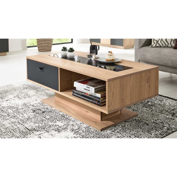 Interliving Wohnzimmer Serie 2025 - Couchtisch Wildeiche, Anthrazit & Kork - ca. 115 x 65 cm