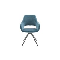 Interliving Esszimmer Serie 5112 - Schalenstuhl petrolfarbene Mikrofaser Dubai PY & anthrazitfarbenes Metall
