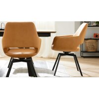 Interliving Esszimmer Serie 5112 - Schalenstuhl kurkumafarbene Mikrofaser Gavin A3 & anthrazitfarbenes Metall