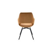 Interliving Esszimmer Serie 5112 - Schalenstuhl kurkumafarbene Mikrofaser Gavin A3 & anthrazitfarbenes Metall