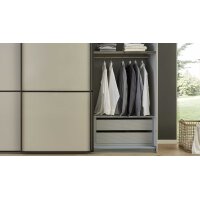 Interliving Kleiderschrank Serie 1205 – Schwebetürenschrank Champagner & Schiefer – drei Türen, Breite ca. 300 cm