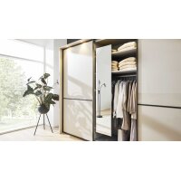 Interliving Kleiderschrank Serie 1205 – Schwebetürenschrank Champagner & Schiefer – drei Türen, Breite ca. 300 cm