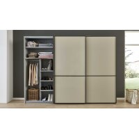 Interliving Kleiderschrank Serie 1205 – Schwebetürenschrank Champagner & Schiefer – drei Türen, Breite ca. 300 cm