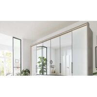Interliving Kleiderschrank Serie 1205 – Falttürenschrank Weiß & Kieselgrau – sechs Türen, vier Schubladen, Breite ca. 300 cm
