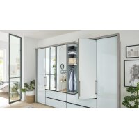 Interliving Kleiderschrank Serie 1205 – Falttürenschrank Weiß & Kieselgrau – sechs Türen, vier Schubladen, Breite ca. 300 cm