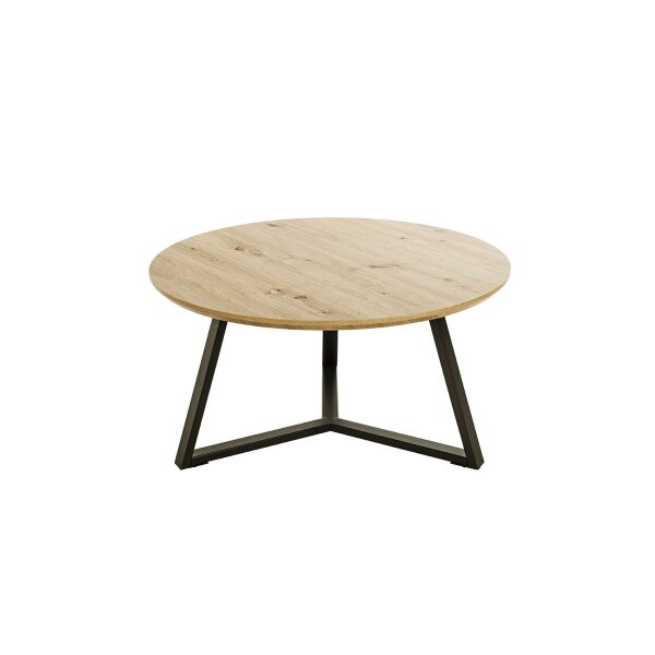 Couchtisch Artisan Eiche & schwarzes Metallgestell - Durchmesser ca. 80 cm