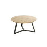 Couchtisch Artisan Eiche & schwarzes Metallgestell - Durchmesser ca. 80 cm