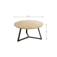 Couchtisch Artisan Eiche & schwarzes Metallgestell - Durchmesser ca. 80 cm