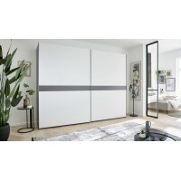 Interliving Kleiderschrank Serie 1207 – Schwebetürenschrank Weiß & Manhattan – zwei Türen, Breite ca. 301 cm