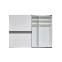 Interliving Kleiderschrank Serie 1207 – Schwebetürenschrank Weiß & Manhattan – zwei Türen, Breite ca. 301 cm