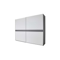 Interliving Kleiderschrank Serie 1207 – Schwebetürenschrank Weiß & Manhattan – zwei Türen, Breite ca. 301 cm