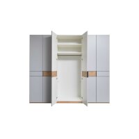 Interliving Kleiderschrank Serie 1207 – Kleiderschrank Taupe & Balkeneiche - sechs Türen, Breite ca. 299 cm
