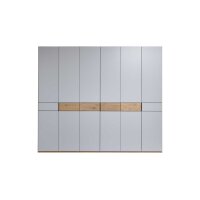 Interliving Kleiderschrank Serie 1207 – Kleiderschrank Taupe & Balkeneiche - sechs Türen, Breite ca. 299 cm