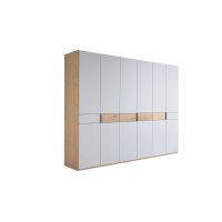 Interliving Kleiderschrank Serie 1207 – Kleiderschrank Satingrau & Wildeiche - sechs Türen, Breite ca. 269 cm