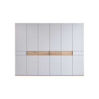 Interliving Kleiderschrank Serie 1207 – Kleiderschrank Satingrau & Wildeiche - sechs Türen, Breite ca. 269 cm