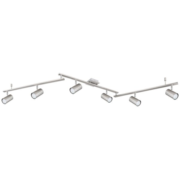GLOBO Deckenstrahler Robby Nickel matt - sechs Spots, Länge ca. 180 cm