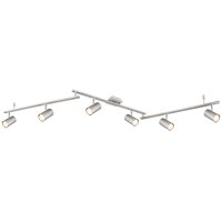 GLOBO Deckenstrahler Robby Nickel matt - sechs Spots, Länge ca. 180 cm