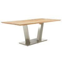 Interliving Esszimmer Serie 5104 – Esstisch helle Wildeiche & Edelstahl - ca. 200 x 100 cm
