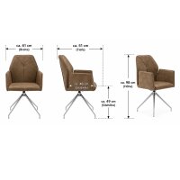 Interliving Esszimmer Serie 5104 – Armlehnstuhl mit Drehfunktion bernsteinfarbene Mikrofaser Amber & Edelstahl