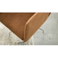Interliving Esszimmer Serie 5104 – Armlehnstuhl mit Drehfunktion bernsteinfarbene Mikrofaser Amber & Edelstahl
