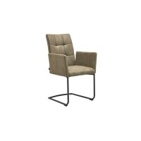 Interliving Esszimmer Serie 5104 – Armlehn-Schwingstuhl farngrüne Mikrofaser Fern & Mattschwarz