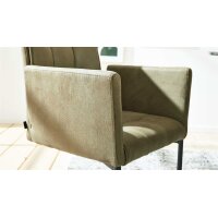 Interliving Esszimmer Serie 5104 – Armlehn-Schwingstuhl farngrüne Mikrofaser Fern & Mattschwarz