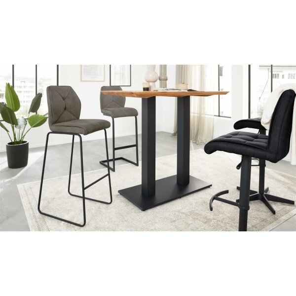 Interliving Esszimmer Serie 5104 – Barstuhl dunkelgraue Mikrofaser Onyx & mattschwarzes Rundrohr