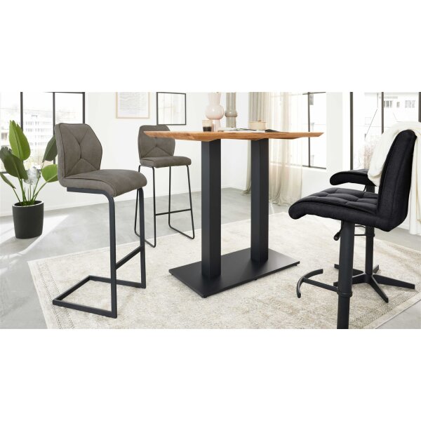 Interliving Esszimmer Serie 5104 – Barstuhl dunkelgraue Mikrofaser Onyx & mattschwarzes Vierkantrohr