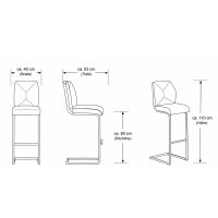Interliving Esszimmer Serie 5104 – Barstuhl dunkelgraue Mikrofaser Onyx & mattschwarzes Vierkantrohr