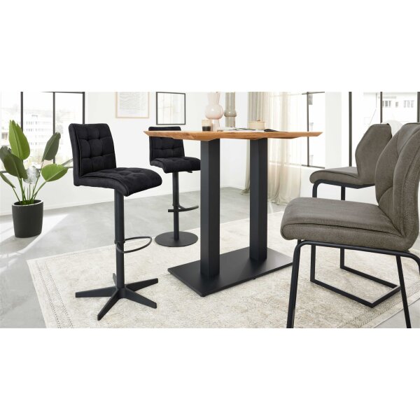 Interliving Esszimmer Serie 5104 – Barstuhl mit Drehfunktion carbonschwarze Mikrofaser Night & mattschwarzer Sternfuß