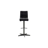 Interliving Esszimmer Serie 5104 – Barstuhl mit Drehfunktion carbonschwarze Mikrofaser Night & mattschwarzer Sternfuß