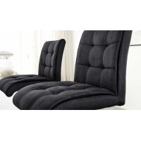 Interliving Esszimmer Serie 5104 – Barstuhl mit Drehfunktion carbonschwarze Mikrofaser Night & mattschwarzer Tellerfuß