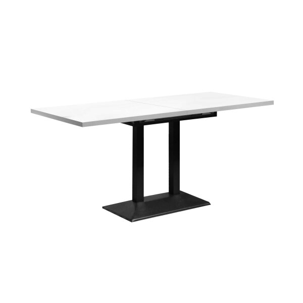 Tisch-Serie Big Bistro - Auszugtisch mattweißer Lack & schwarzes Metall - ca. 120-160 x 65 cm