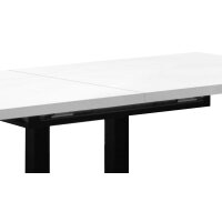 Tisch-Serie Big Bistro - Auszugtisch mattweißer Lack & schwarzes Metall - ca. 120-160 x 65 cm