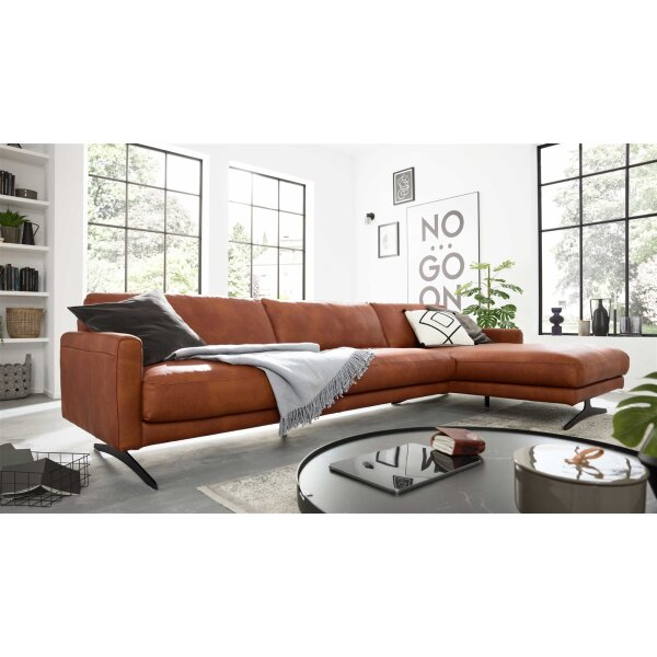 Interliving Sofa Serie 4004 - Ecksofa cognacfarbenes LongLife-Leder Z75-50 - Stellfläche ca. 300 x 170 cm
