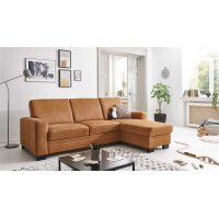 Modulmaster MM-ZE1001 - Ecksofa zimtfarbene Mikrofaser Deluxe & schwarze Metallfüße - Stellfläche ca. 276 x 163 cm