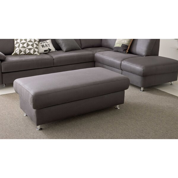 Modulmaster MM-ZE1059 - XXL Polsterhocker stahlfarbene Mikrofaser Holiday & matte Metallfüße - ca. 130 x 65 cm