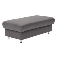 Modulmaster MM-ZE1059 - XXL Polsterhocker stahlfarbene Mikrofaser Holiday & matte Metallfüße - ca. 130 x 65 cm