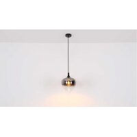 GLOBO Lampe-Serie Maxy - Hängeleuchte Rauchglas & mattschwarzes Metall - Durchmesser ca. 29 cm