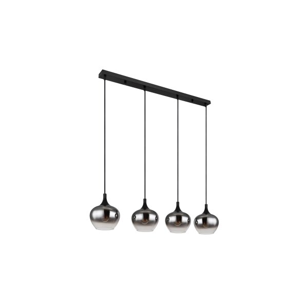 GLOBO Lampe-Serie Maxy - Hängeleuchte Rauchglas & mattschwarzes Metall - Länge ca. 100 cm