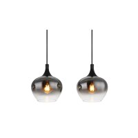 GLOBO Lampe-Serie Maxy - Hängeleuchte Rauchglas & mattschwarzes Metall - Länge ca. 100 cm